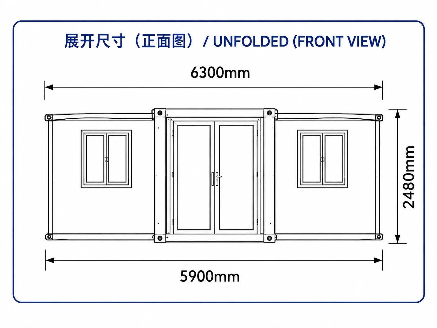 20FT FLAT-ROOFDOUBLE WINGFOLDING HOUSE - Image 2